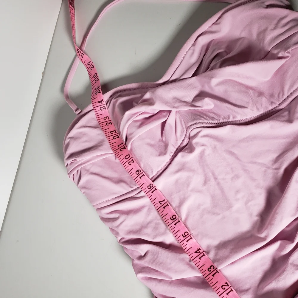 J Crew Petal Pink Shirred Gemma Crossover Halter Maillot Beach Vacation Onepiece